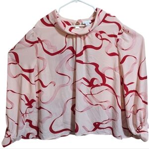 Liz Claiborne Women's Long Sleeve Blouse 3X pink ribbon design w-248